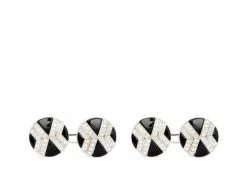 TOM FORD DIAMOND ROUND CUFFLINKS - WHITE GOLD
