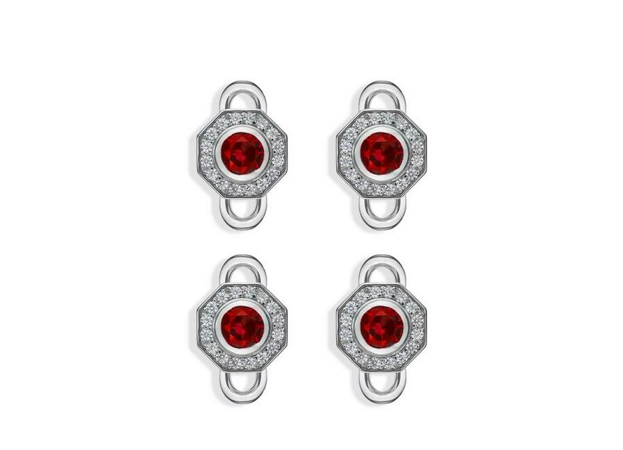 TOM FORD OCTAGON DIAMOND STUDS - DIAMOND + RUBY