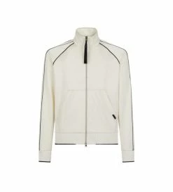 TOM FORD JERSEY ZIP THROUGH WITH PIPING - IVORY