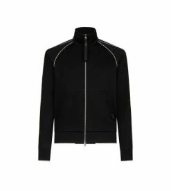 TOM FORD JERSEY ZIP THROUGH WITH PIPING - BLACK