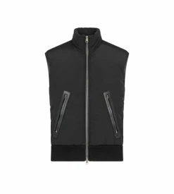 TOM FORD LIGHT NYLON FRONT MERINO GILET - BLACK
