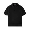 TOM FORD VISCOSE SILK MICRO TEXTURE POLO - BLACK