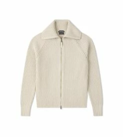 TOM FORD WOOL CASHMERE FULL ZIP - IVORY