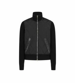 TOM FORD QUILTED NYLON MERINO ZIP THROUGH - BLACK