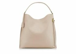 TOM FORD GRAIN LEATHER ALIX HOBO - SILK TAUPE