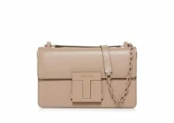 TOM FORD LEATHER 001 MEDIUM CHAIN SHOULDER BAG - SILK TAUPE