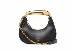 TOM FORD LEATHER BIANCA MINI HOBO - BLACK