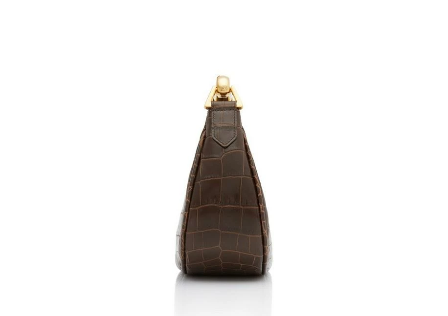 TOM FORD SHINY STAMPED CROCODILE LEATHER BIANCA MINI HOBO - CHESTNUT - Image 2