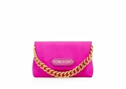 TOM FORD SATIN LABEL MINI CHAIN BAG - HOT PINK
