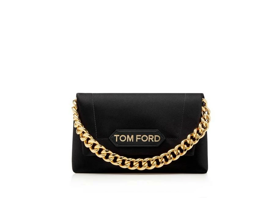 TOM FORD SATIN LABEL MINI CHAIN BAG - BLACK