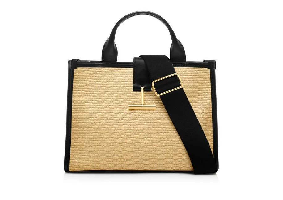TOM FORD RAFFIA TARA MEDIUM TOP HANDLE - NATURAL BLACK