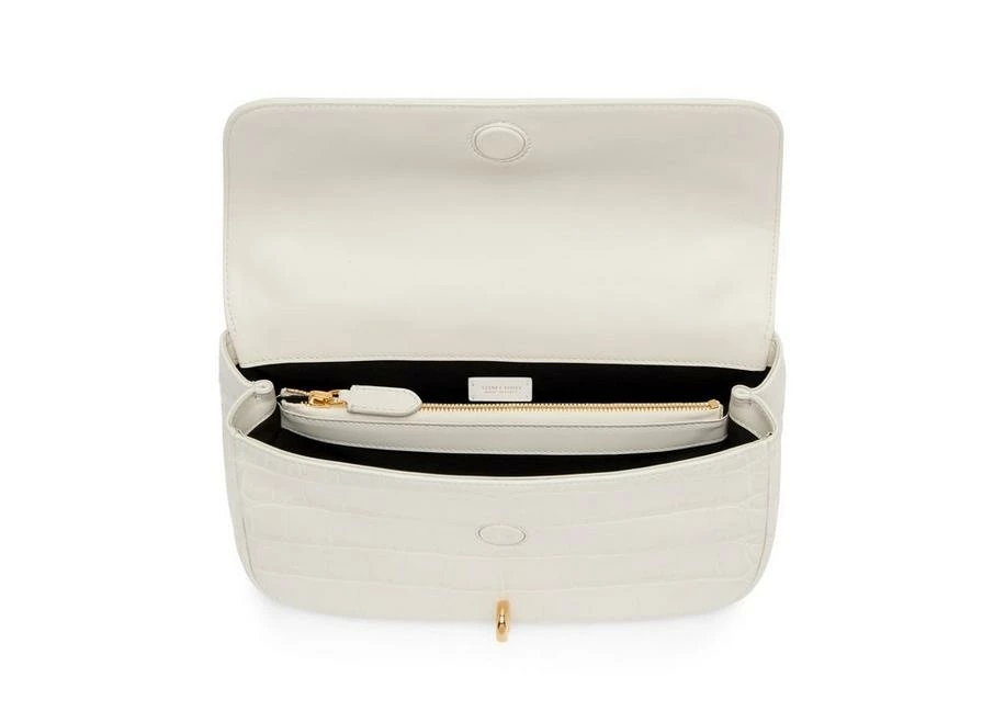 TOM FORD STAMPED CROC LEATHER CARINE MEDIUM SHOULDER BAG - CHALK - Image 4