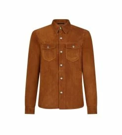 TOM FORD LIGHT SUEDE OUTERSHIRT - TOBACCO