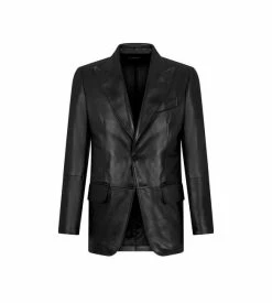 TOM FORD PLONGE LEATHER SARTORIAL BLAZER - BLACK
