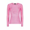 TOM FORD FINE SILK RIB CREWNECK TOP - CARMINE ROSE