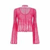TOM FORD COTTON LARGE LADDER KNIT TOP - CARMINE ROSE