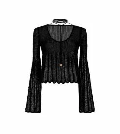 TOM FORD COTTON LARGE LADDER KNIT TOP - BLACK