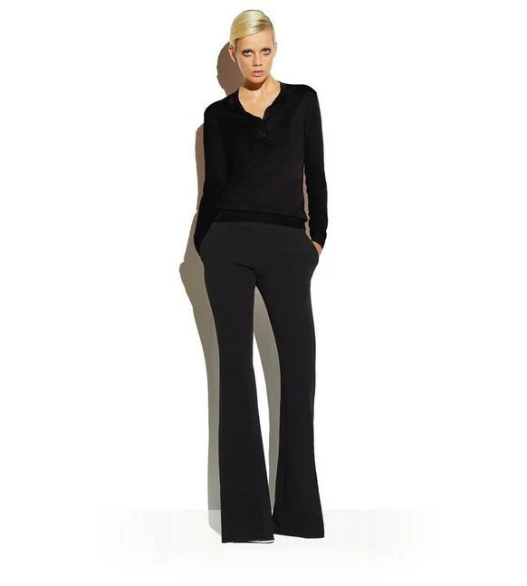 TOM FORD FINE CASHMERE SILK OPEN CREW NECK SWEATER - BLACK - Image 2