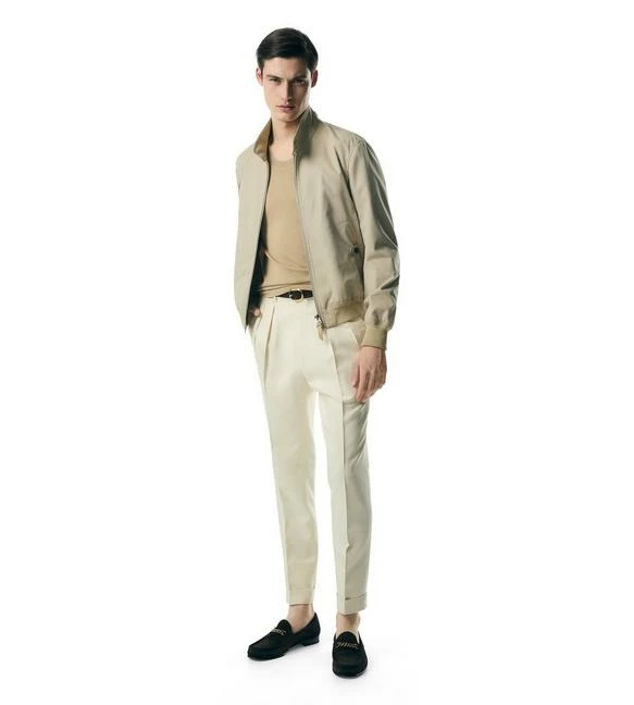 TOM FORD COTTON SILK POPLIN HARRINGTON - STONE - Image 3