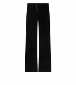 TOM FORD COMFORT DENIM WIDE LEG PANTS - BLACK