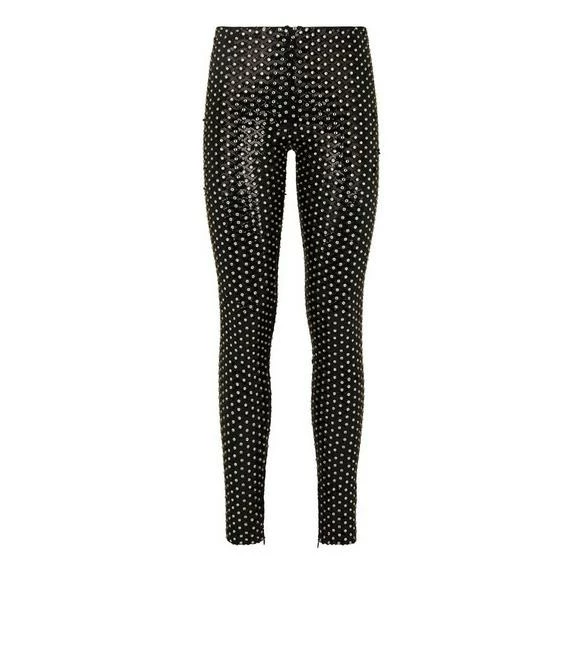 TOM FORD SEQUIN EMBROIDERED LEGGINGS - BLACK CRYSTAL