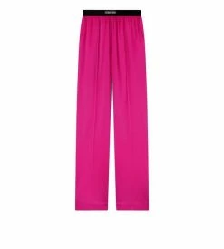 TOM FORD STRETCH SILK SATIN PJ PANTS - HOT PINK