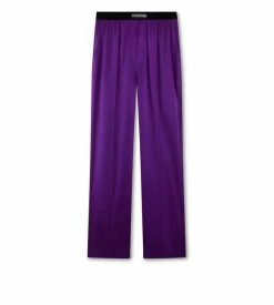 TOM FORD STRETCH SILK SATIN PJ PANTS - AMETHYST
