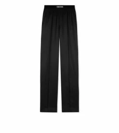 TOM FORD STRETCH SILK SATIN PJ PANTS - BLACK