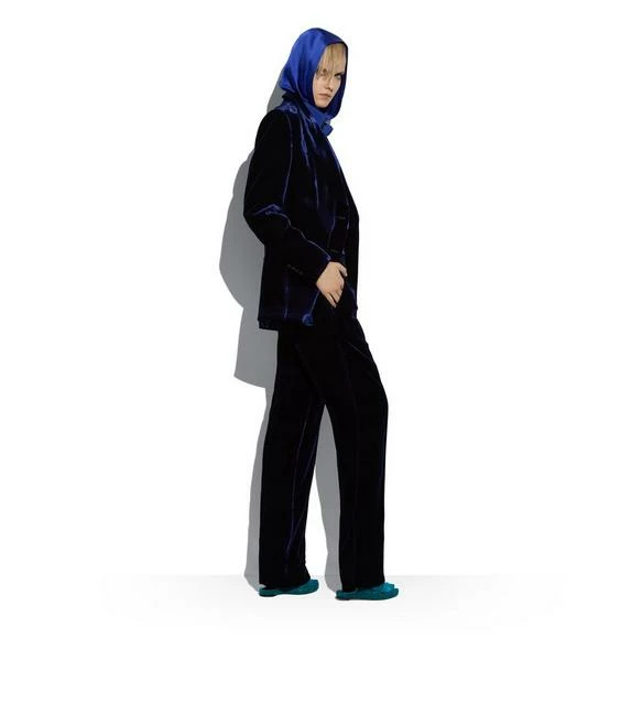 TOM FORD VISCOSE VELVET TAILORED JOGGERS - INK BLUE - Image 3