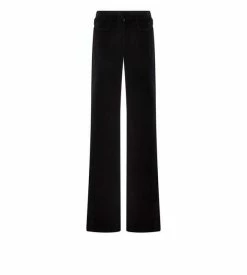 TOM FORD COTTON VELVET WIDE LEG PANTS - BLACK