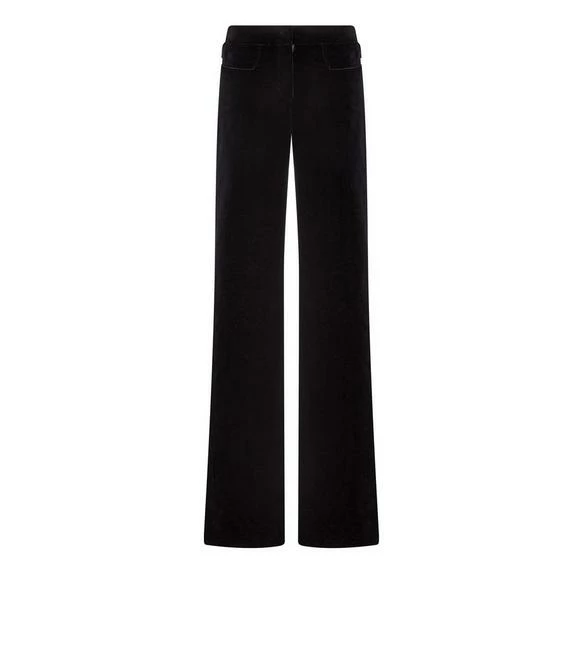 TOM FORD COTTON VELVET WIDE LEG PANTS - BLACK
