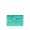 TOM FORD METALLIC STAMPED LEATHER CLASSIC TF CARD HOLDER - LAGOON