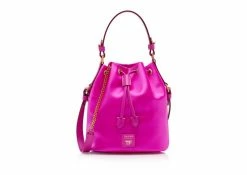 TOM FORD SATIN DISCO SMALL BUCKET ON CHAIN - HOT PINK