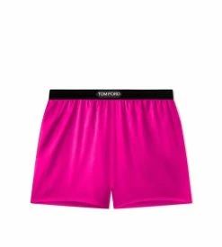 TOM FORD STRETCH SILK SATIN BOXER SHORTS - HOT PINK