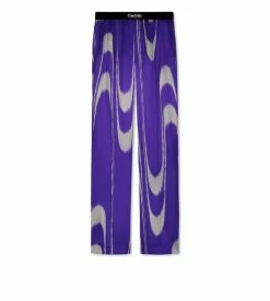 TOM FORD SWIRL SILK PAJAMA PANTS - PURPLE + GREY