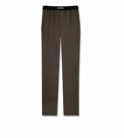 TOM FORD SILK PAJAMA PANTS - BROWN OLIVE