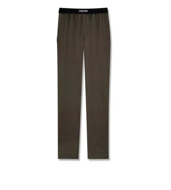 TOM FORD SILK PAJAMA PANTS - BROWN OLIVE