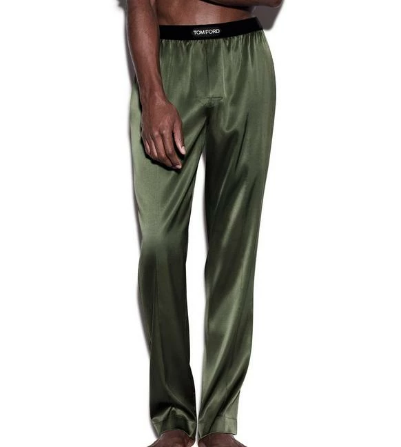 TOM FORD SILK PAJAMA PANTS - DEEP MILITARY - Image 2