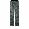 TOM FORD DUSTY HIBISCUS SILK PAJAMA PANTS - GREEN