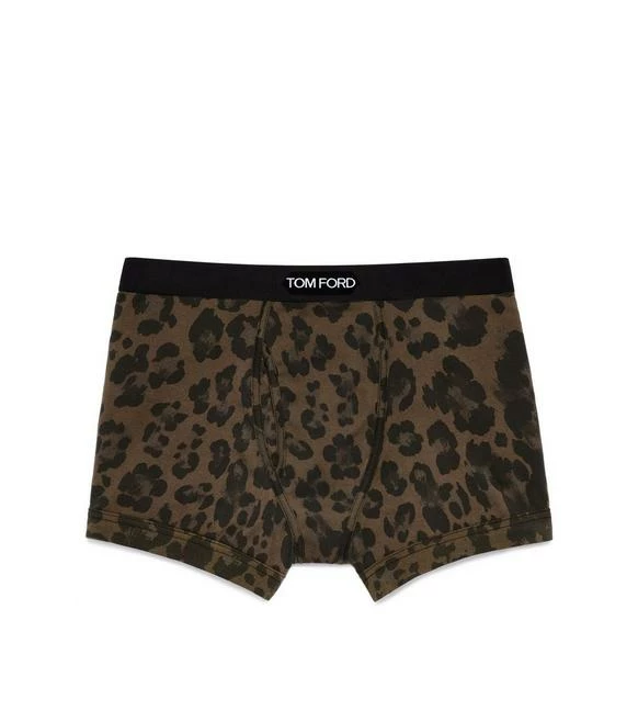 TOM FORD LEOPARD COTTON BOXER BRIEFS - LIGHT BROWN