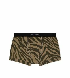 TOM FORD ZEBRA COTTON BOXER BRIEFS - CARAMEL
