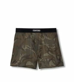 TOM FORD TRUE CAMO SILK BOXERS - DEEP OLIVE