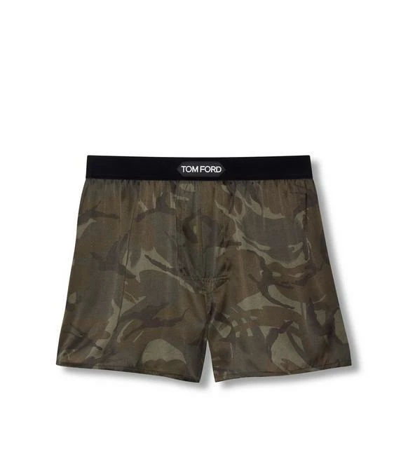 TOM FORD TRUE CAMO SILK BOXERS - DEEP OLIVE