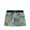 TOM FORD DUSTY HIBISCUS SILK BOXERS - BLUE/GREEN