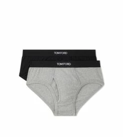 TOM FORD COTTON BRIEFS TWO PACK - BLACK/GREY