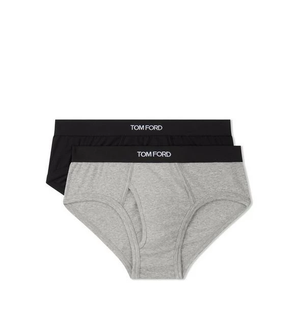 TOM FORD COTTON BRIEFS TWO PACK - BLACK/GREY