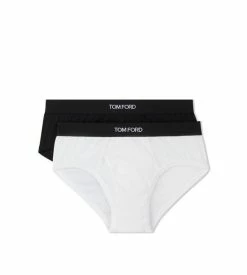 TOM FORD COTTON BRIEFS TWO PACK - WHITE/BLACK