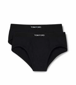 TOM FORD COTTON MODAL BRIEFS TWO PACK - BLACK
