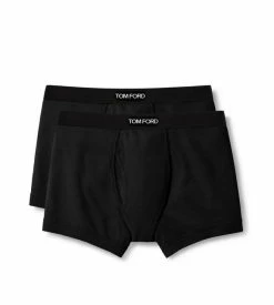 TOM FORD COTTON BOXER BRIEFS TWO PACK - BLACK