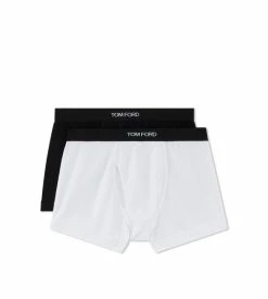 TOM FORD COTTON BOXER BRIEFS TWO PACK - WHITE/BLACK